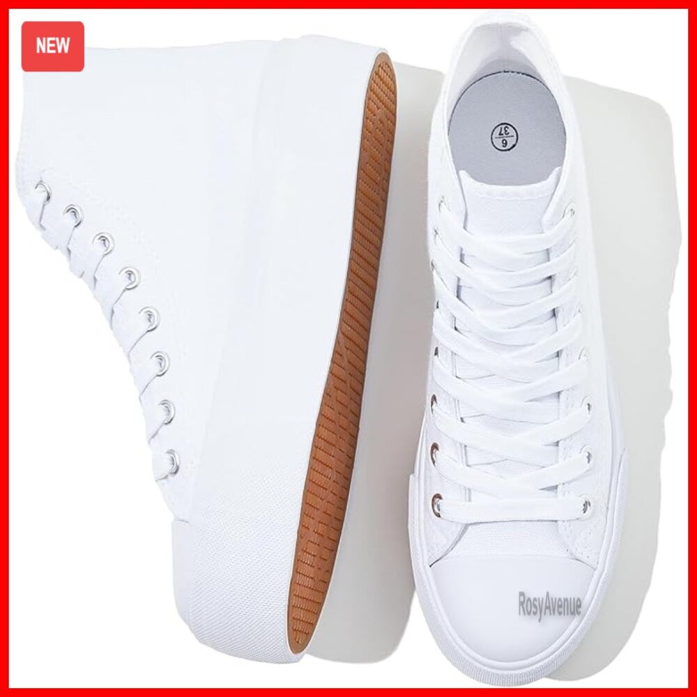 Women's High Top Platform Sneakers Canvas Lace Up Athletic Shoes